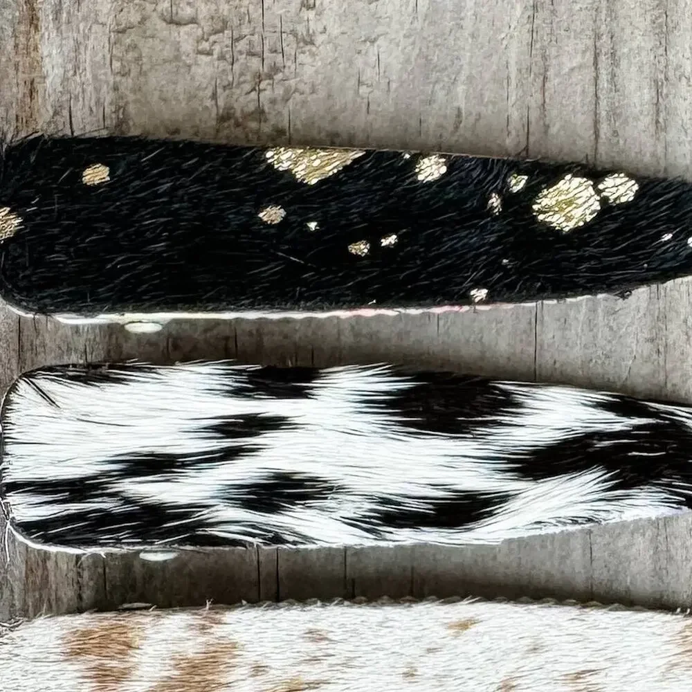Western Hair-On Cowhide Barrette | Black & White